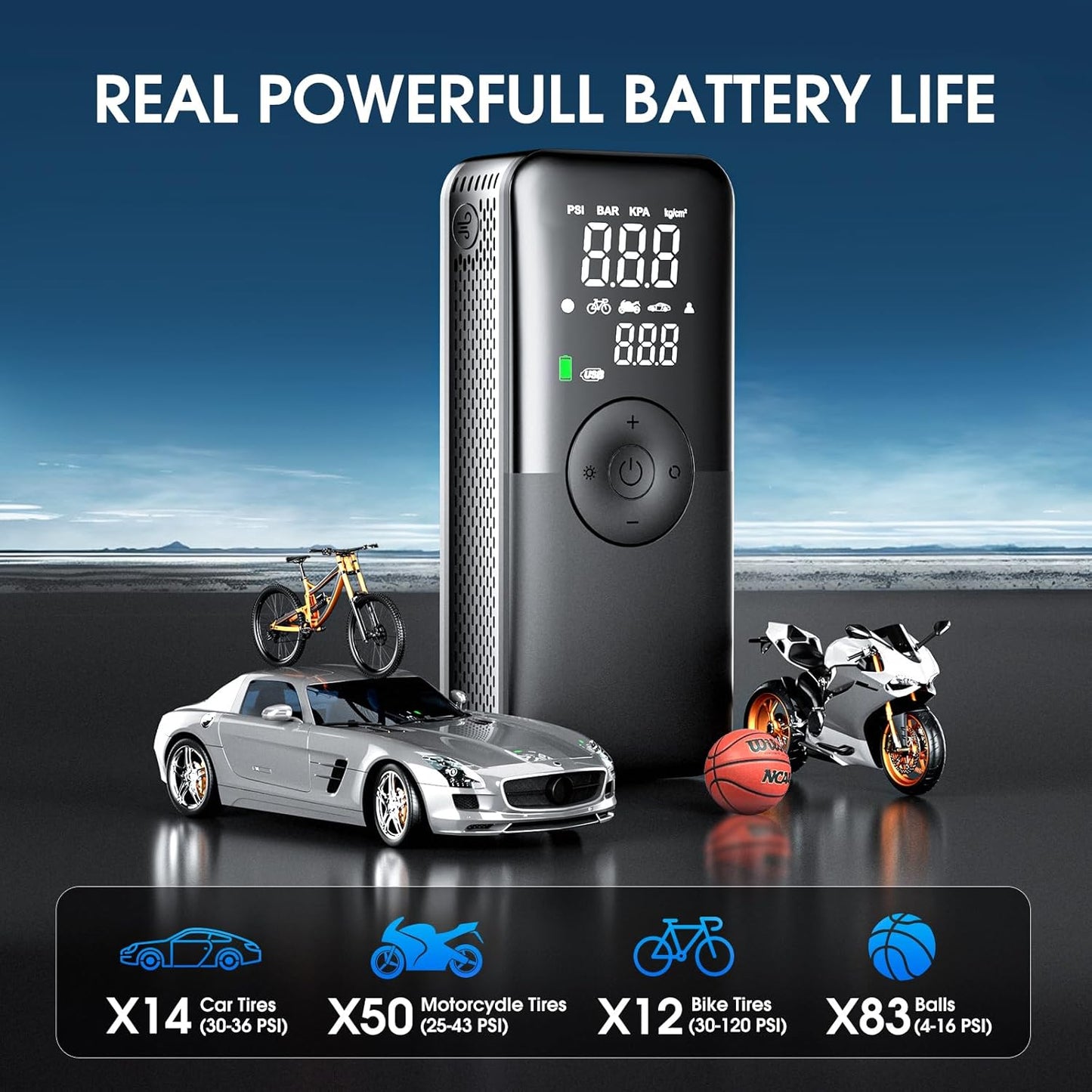 Cordless Tire Inflator Portable Air Compressor