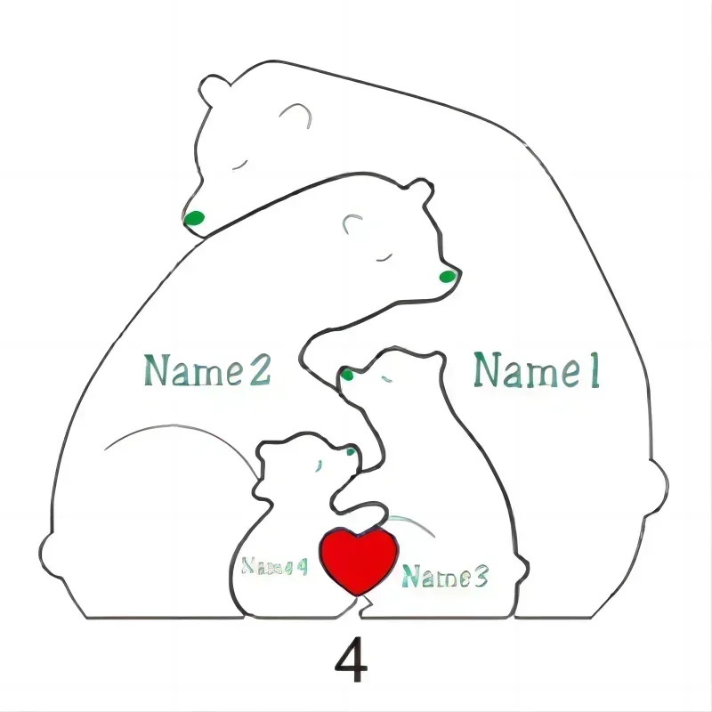 Bear Family - Personalized Wooden Puzzle